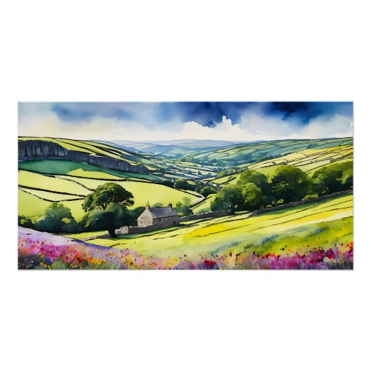 "Stonedale" Breed landschap Yorkshire Dales Scène Perfect Poster (Voorkant)