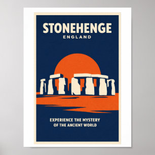 Stonehenge Angleterre Affiche de voyage vintage Ar