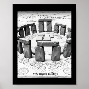Stonehenge Blauwdruk Oude megalithische plaatsen Poster
