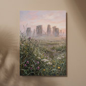 Stonehenge Dageraandmist Hoog Gras Kunst Canvas Afdruk