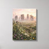 Stonehenge Dageraandmist Hoog Gras Kunst Canvas Afdruk (Voorkant)