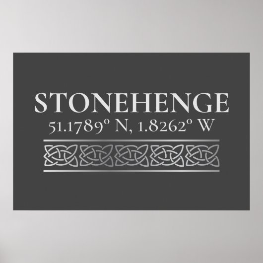Stonehenge Latitude Longitude Dark Poster (Voorkant)
