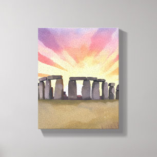 Stonehenge Wiltshire Engeland Historische Aquare Canvas Afdruk