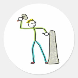 Stonemason Stickman Ronde Sticker