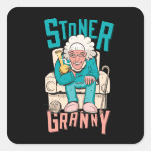 stoner oma vierkante sticker