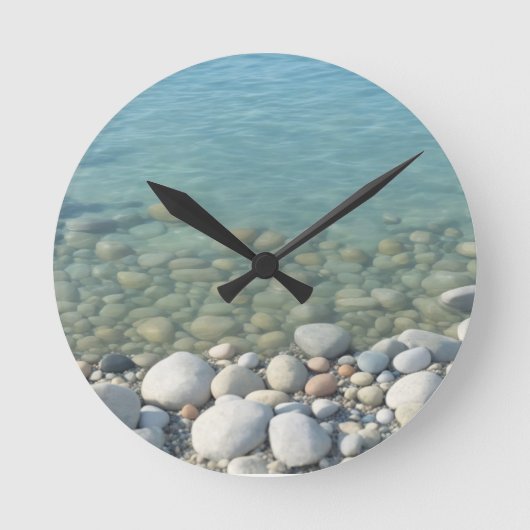 Stones Beach Mooie Natuur Zee kiezelstenen kust Ronde Klok (Voorkant)