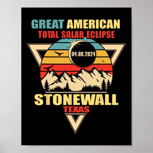 Stonewall Texas Totale Zonsverduistering 2024 Poster (Voorkant)