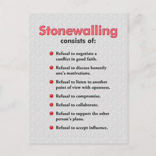 Stonewalling Briefkaart of Mini Art Poster (Voorkant)
