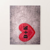 Stonewasachtige hartmonogram personaliseren legpuzzel (Verticaal)