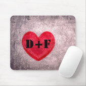Stonewasachtige hartmonogram personaliseren muismat (Met muis)