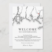 Stonington CT bruiloft welkomstbrief zwart wit Bedankkaart (Voorkant)