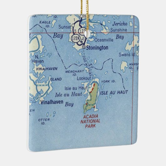 Stonington Maine Map Keramisch Ornament (Rechts)
