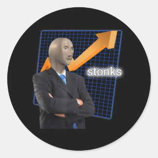 Stonks Surreal Memes Funny Stock Ronde Sticker