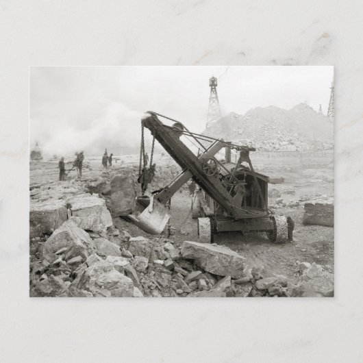 Stoom graafmachine, 1910 briefkaart (Voorkant)