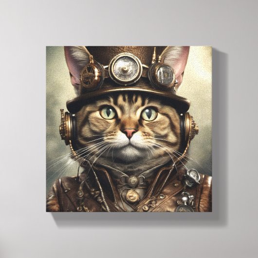 Stoom Punk Cat Canvas Art Afdruk (Voorkant)