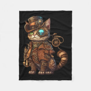Stoom Punk Cat Kitten Kat Steampunk Fleece Deken