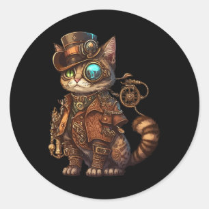 Stoom Punk Cat Kitten Kat Steampunk Ronde Sticker