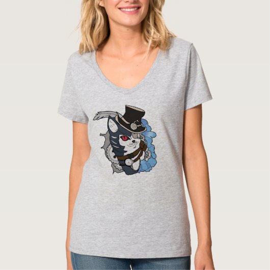 Stoom Punk Cat T-shirt (Voorkant)