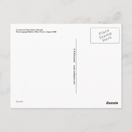 Stoom VoortbewegingsBaldwin Cumbres en Toltec Briefkaart (Achterkant)