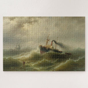 Stoomboot in een Storm op het Noord Zee Legpuzzel