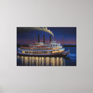 Stoomboot op de Mississippi, nautische kunst Canvas Afdruk