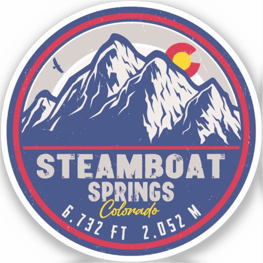 Stoomboot Springs Colorado Retro Sunset Souvenirs Sticker (Voorkant)