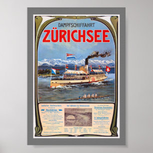 Stoomboot Zürichsee Vintage Poster 1900