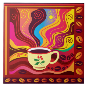 Stoomend Kopje Koffie Patroon Tegeltje