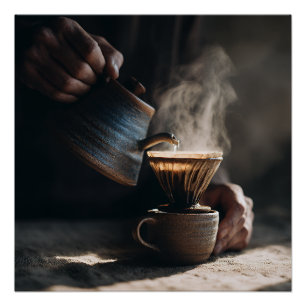 Stoomende Keramische Pour Over Perfect Poster