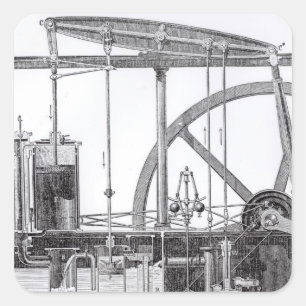 Stoomengine Vierkante Sticker