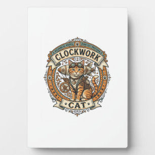 Stoomklok Kat Kat Steampunk Vintage Vector Kunst S Fotoplaat