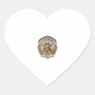 Stoomklok Kat Kat Steampunk Vintage Vector Kunst S Hart Sticker
