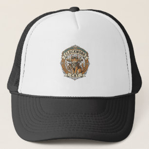 Stoomklok Kat Kat Steampunk Vintage Vector Kunst S Trucker Pet