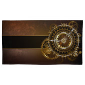 Stoomklok met antieke tandwielen kussensloop (Voorkant-Links)