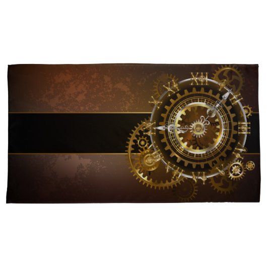 Stoomklok met antieke tandwielen kussensloop (Voorkant-Rechts)