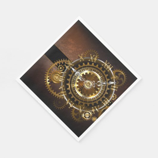 Stoomklok met antieke tandwielen servet (Hoek)