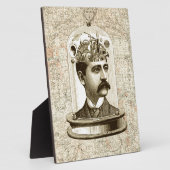 Stoomklokwerk hersenhoofd in pot fotoplaat (Zijkant)