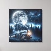 stoomlocomotief bij maanlicht canvas afdruk (Voorkant)