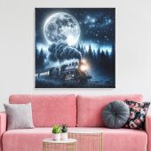 stoomlocomotief bij maanlicht canvas afdruk (Insitu (Woonkamer))