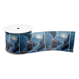  stoomlocomotief bij maanlicht lint