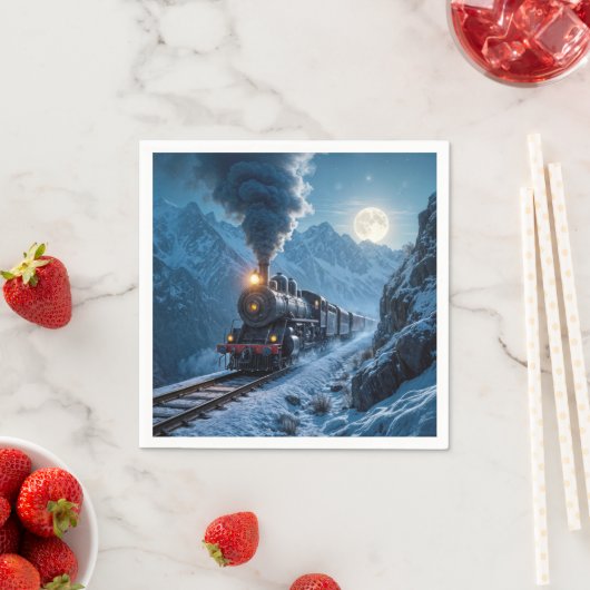 stoomlocomotief bij maanlicht servet (Insitu)