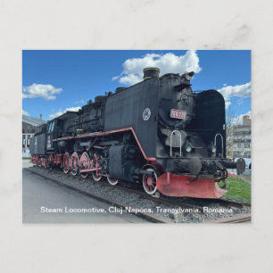 Stoomlocomotief, Cluj-Napoca, Roemenië, op een Feestdagenkaart