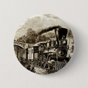 Stoomlocomotief geschiedenis ronde button 5,7 cm