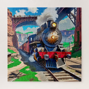  stoomlocomotief in een Schilderachtig canyon Legpuzzel