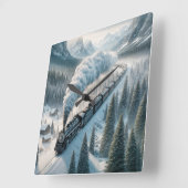  stoomlocomotief in Snowy Valley Vierkante Klok (Hoek)