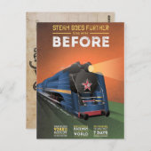 stoomlocomotief naar het Briefkaart van Moskou (Voorkant / Achterkant)