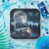 stoomlocomotief papieren bordje (Feest)