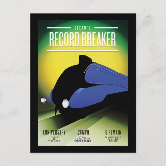  stoomlocomotief snelheidsrecord Briefkaart (Voorkant)
