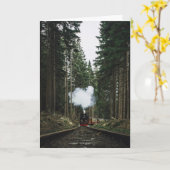 Stoomlocomotief  Train Lover Verjaardag Kaart (Gele Bloem)