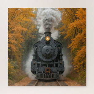 Stoomlocomotief Trein In Herfst Bos Legpuzzel